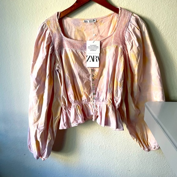 ZARA Tie Dye Crop Blouse - Picture 7 of 14